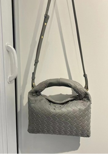 Dina Mini Intrecciato Leather Tote Grey