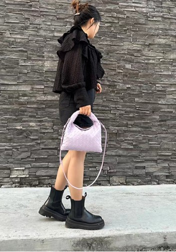Dina Mini Intrecciato Leather Tote Purple