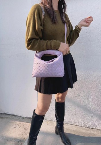 Dina Mini Intrecciato Leather Tote Purple