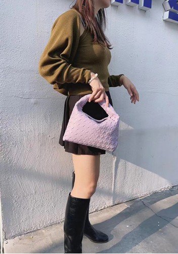 Dina Mini Intrecciato Leather Tote Purple