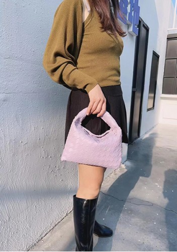 Dina Mini Intrecciato Leather Tote Purple