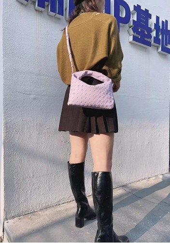 Dina Mini Intrecciato Leather Tote Purple