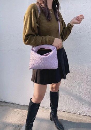 Dina Mini Intrecciato Leather Tote Purple