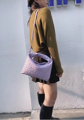 Dina Mini Intrecciato Leather Tote Purple