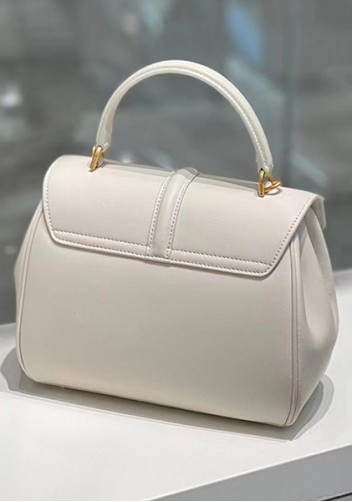 Shimanne Top handle Calfskin Medium Bag Cream