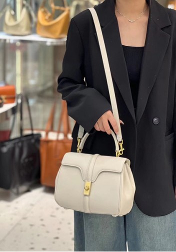 Shimanne Top handle Calfskin Medium Bag Cream