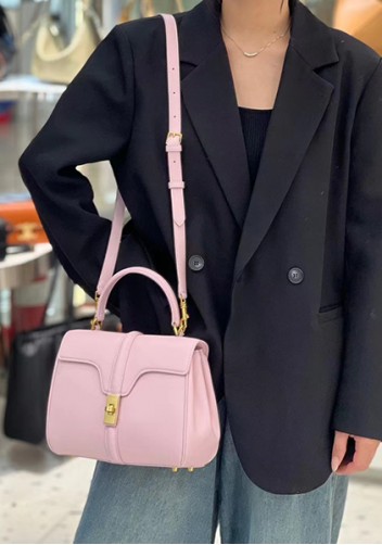 Shimanne Top handle Calfskin Medium Bag Pink
