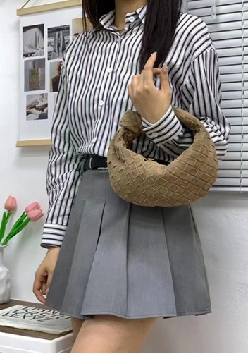 Dina Small Knotted Intrecciato Suede Leather Tote Beige