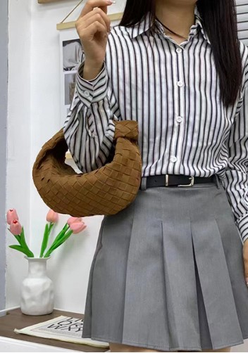 Dina Small Knotted Intrecciato Suede Leather Tote Camel