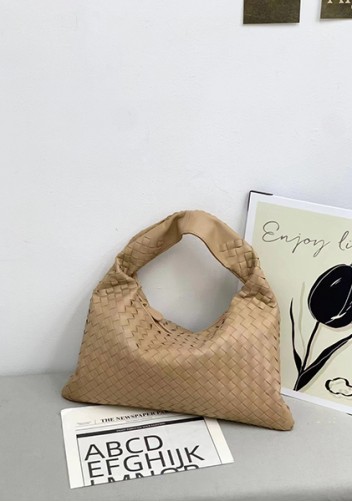 Dina Large Intrecciato Leather Zip Tote Beige
