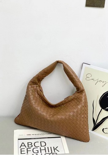 Dina Large Intrecciato Leather Zip Tote Camel