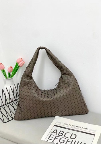 Dina Large Intrecciato Leather Zip Tote Grey