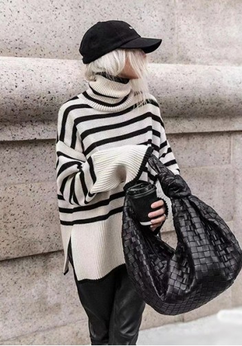 Dina Large Knotted Intrecciato Leather Tote Black