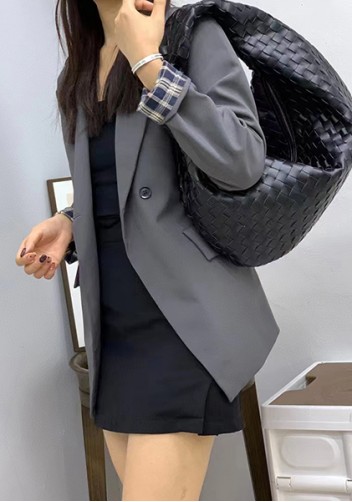 Dina Large Knotted Intrecciato Leather Tote Black