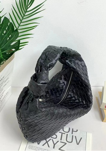 Dina Large Knotted Intrecciato Leather Tote Black