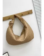 Dina Large Knotted Intrecciato Leather Tote Camel