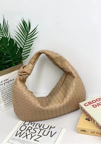 Dina Large Knotted Intrecciato Leather Tote Camel