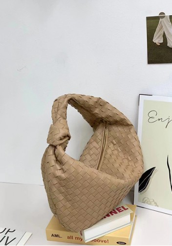 Dina Large Knotted Intrecciato Leather Tote Camel