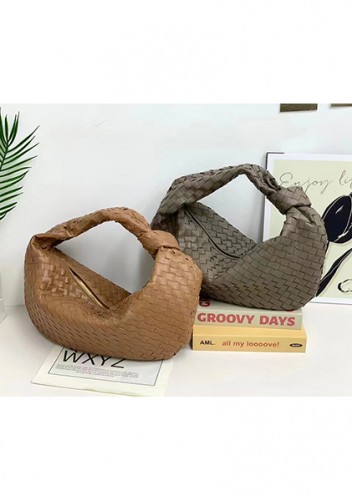 Dina Large Knotted Intrecciato Leather Tote Camel