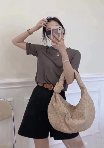Dina Large Knotted Intrecciato Leather Tote Camel