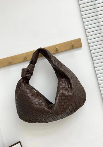 Dina Large Knotted Intrecciato Leather Tote Choco