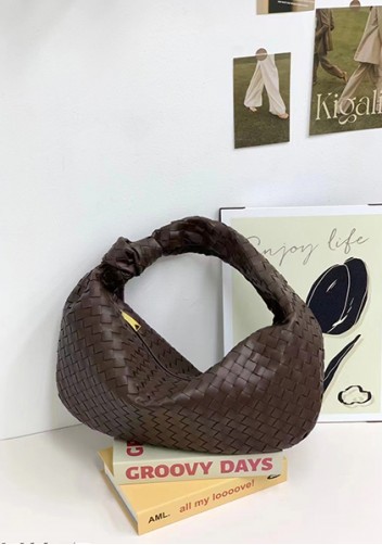 Dina Large Knotted Intrecciato Leather Tote Choco