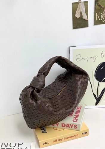 Dina Large Knotted Intrecciato Leather Tote Choco
