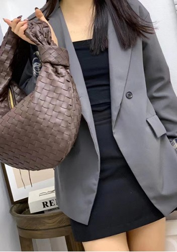 Dina Large Knotted Intrecciato Leather Tote Choco