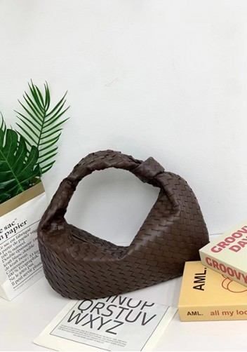 Dina Large Knotted Intrecciato Leather Tote Choco