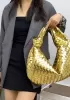 Dina Large Knotted Intrecciato Leather Tote Gold