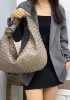Dina Large Knotted Intrecciato Leather Tote Grey