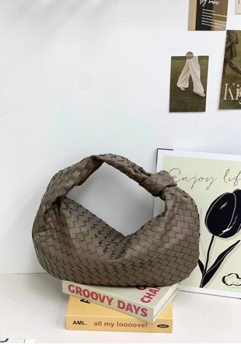 Dina Large Knotted Intrecciato Leather Tote Grey