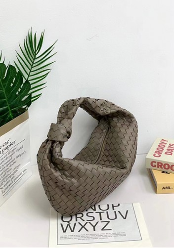 Dina Large Knotted Intrecciato Leather Tote Grey