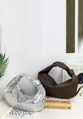 Dina Large Knotted Intrecciato Leather Tote Silver