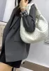 Dina Large Knotted Intrecciato Leather Tote White
