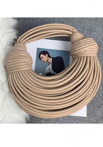 Dina Spaghetti Vegan Leather Knot Shoulder Bag Beige