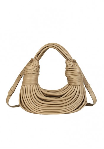 Dina Spaghetti Vegan Leather Knot Shoulder Bag Beige