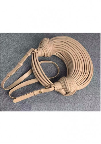 Dina Spaghetti Vegan Leather Knot Shoulder Bag Beige