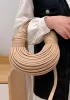Dina Spaghetti Vegan Leather Knot Shoulder Bag Beige