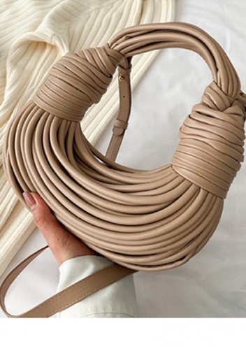 Dina Spaghetti Vegan Leather Knot Shoulder Bag Beige