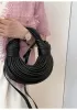 Dina Spaghetti Vegan Leather Knot Shoulder Bag Black