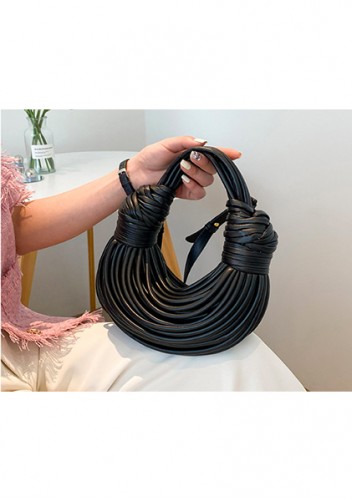Dina Spaghetti Vegan Leather Knot Shoulder Bag Black