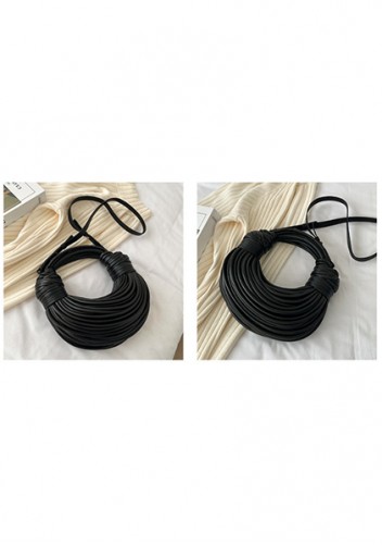 Dina Spaghetti Vegan Leather Knot Shoulder Bag Black