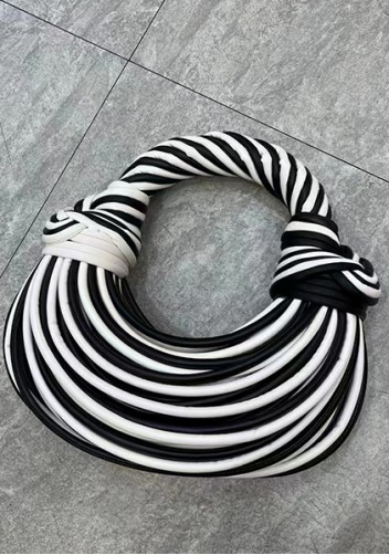 Dina Spaghetti Vegan Leather Knot Shoulder Bag Black White
