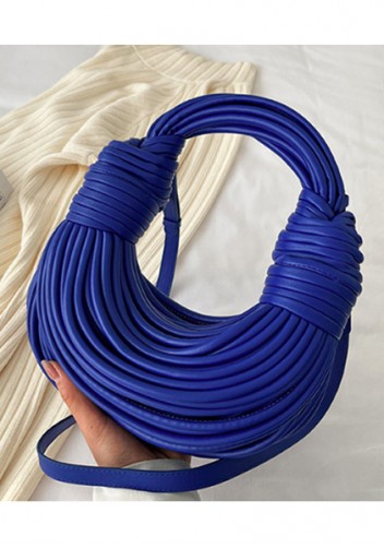 Dina Spaghetti Vegan Leather Knot Shoulder Bag Blue