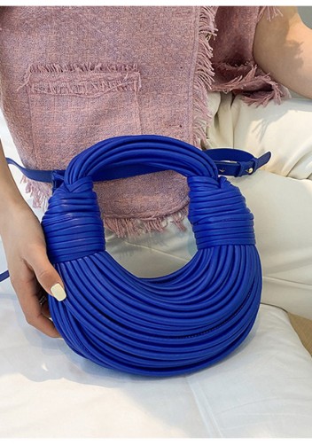 Dina Spaghetti Vegan Leather Knot Shoulder Bag Blue