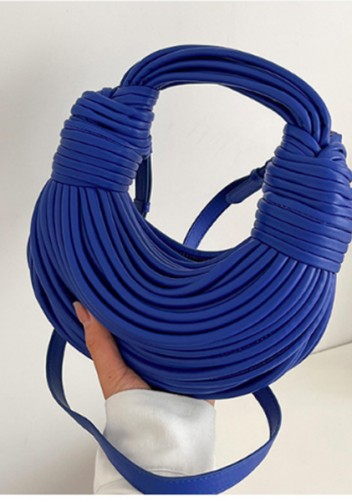 Dina Spaghetti Vegan Leather Knot Shoulder Bag Blue