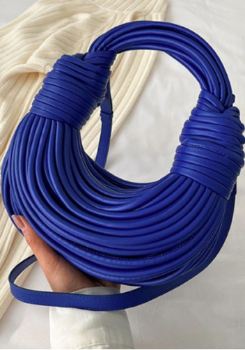 Dina Spaghetti Vegan Leather Knot Shoulder Bag Blue