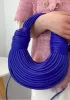 Dina Spaghetti Vegan Leather Knot Shoulder Bag Blue