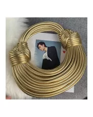 Dina Spaghetti Vegan Leather Knot Shoulder Bag Gold